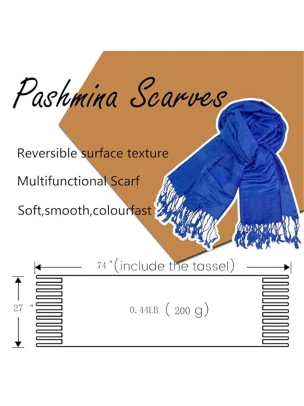 Women's Pashmina Shawls and Wraps w/Fringe Two Tone Vintage Scarf